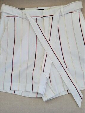 Banana Republic White Striped Tie-Waist Shorts